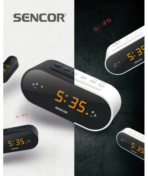 Sencor - Radio sveglia con LED display e proiettore 5W/230V 1xCR2032 nero