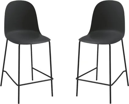 Sgabello con seduta in polipropilene Nero e gambe in metallo - FOX 2 pezzi