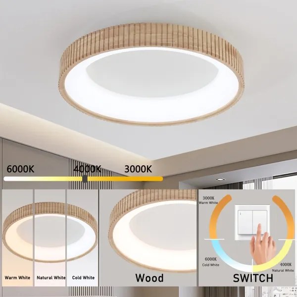 Brilagi - Plafoniera LED FALCON WOOD MODERN LED/40W/230V Ø 60 cm, finitura in legno