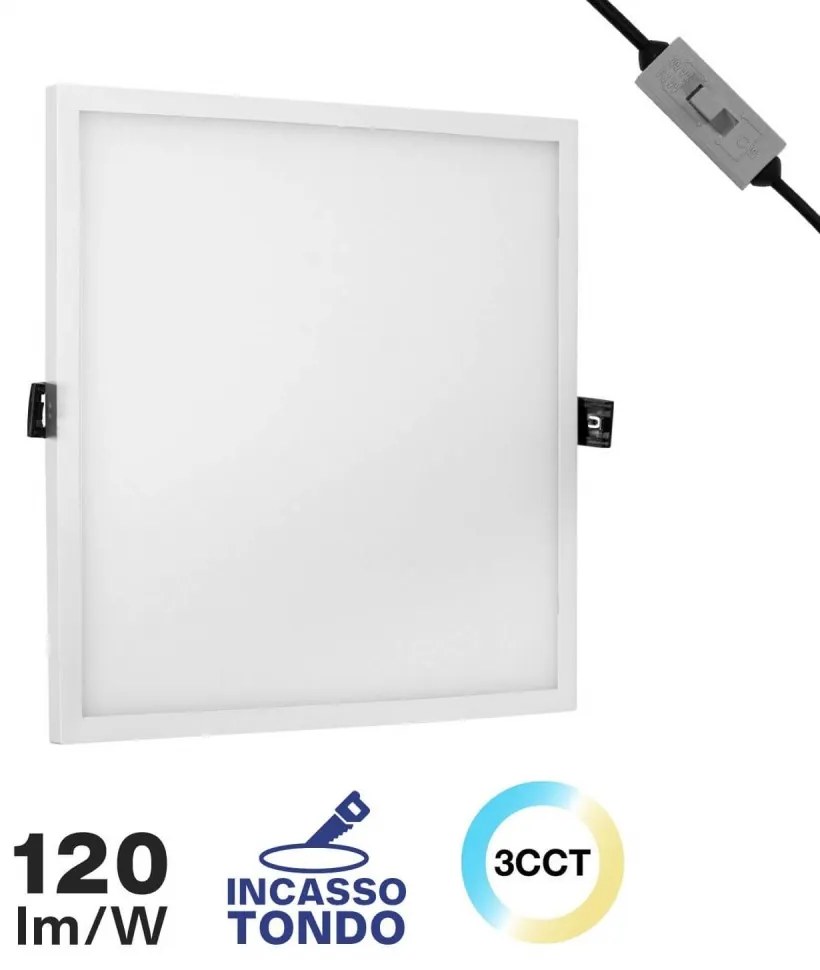 Pannello LED 24W da incasso Quadrato, Foro Tondo Ø205mm, CCT Colore Bianco Variabile CCT