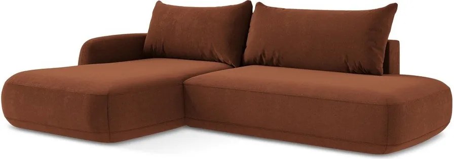 Divano angolare color terracotta allungabile (con penisola a sinistra/con chaise lounge) Hale – Makamii