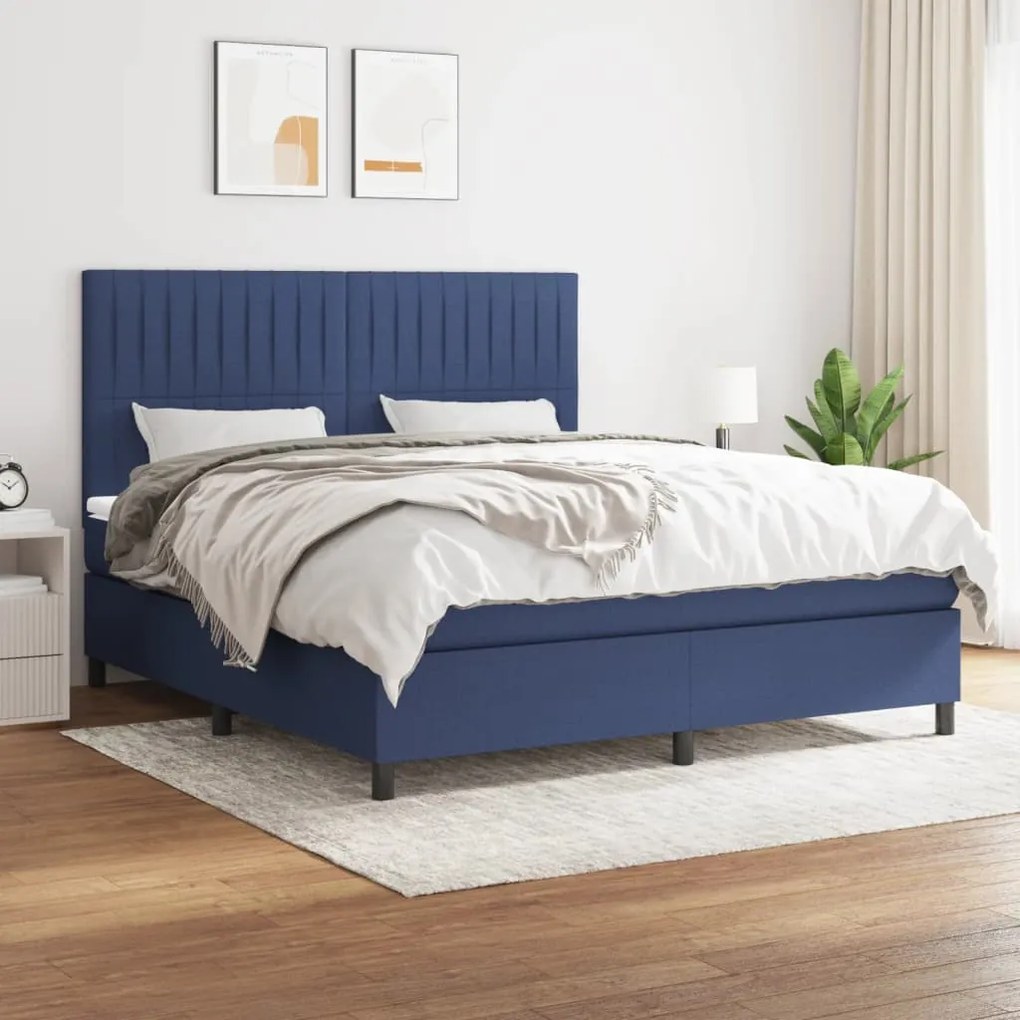 Giroletto A Molle Con Materasso Blu 160x200 Cm İn Tessuto /