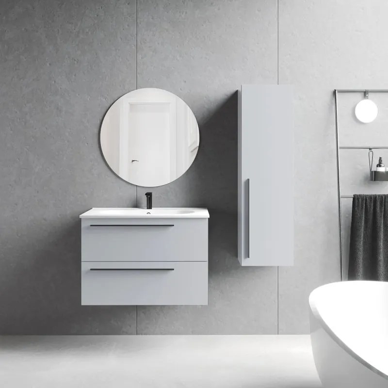 Mobile da bagno sotto lavabo VISOBATH Mia grigio laccato opaco L 80 x H 55 x P 39.5 cm 2 cassetti, lavabo posizionabile centralmente non incluso