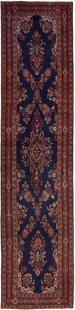 Hamedan Tappeto persiano 440x100 Blu (Iran) Annodato A Mano
