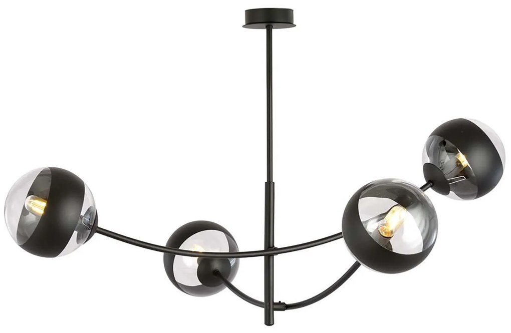 Plafoniera Contemporaneo Oceano Acciaio Nero 4 Luci E14 Ip20