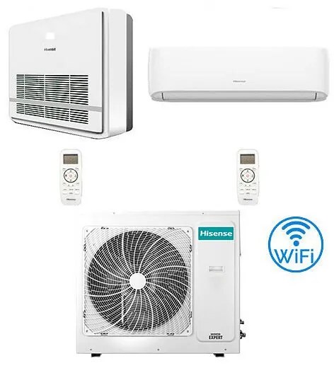 Climatizzatore Condizionatore Hisense Console + Hi Comfort R32 Dual Split Wifi Inverter 18000 + 18000 btu con u.e. 3AMW72U4RJC novitá Classe a++/a+