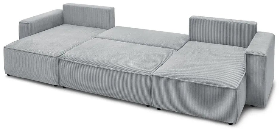 Divano letto angolare a "U" in velluto a coste grigio chiaro Nihad - Bobochic Paris