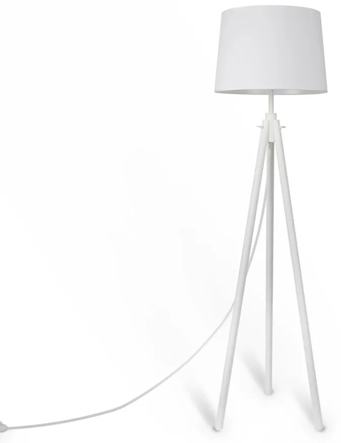 Piantana Contemporanea Calvin Metallo Bianco 1 Luce Con Diffusore In Tessuto