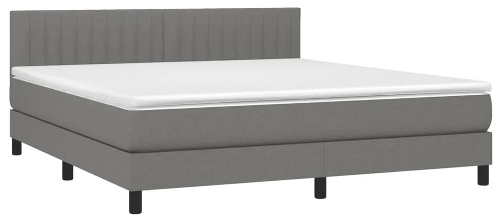 Letto a molle materasso e led grigio scuro 160x200cm in tessuto