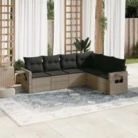 Set Divano da Giardino 6 pz con Cuscini Grigio in Polyrattan 3220209