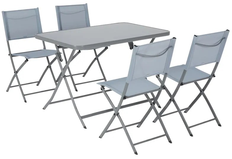 Set tavolo e sedie Emys NATERIAL in acciaio blu per 4 persone