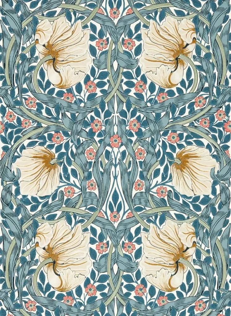 Morris & Co Carta da parati Pimpernel - Woad/ Coral