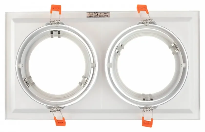Faro da Incasso Orientabile Bianco - 2 lampade AR111, Foro 315x163mm Compatibili AR111 GU10