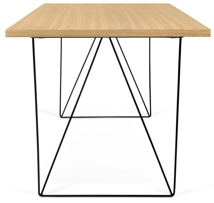 Scrivania in legno di quercia con gambe nere , 140 x 75 cm Flow - TemaHome