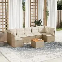 Set Divano da Giardino 8 pz con Cuscini Beige in Polyrattan 3255904