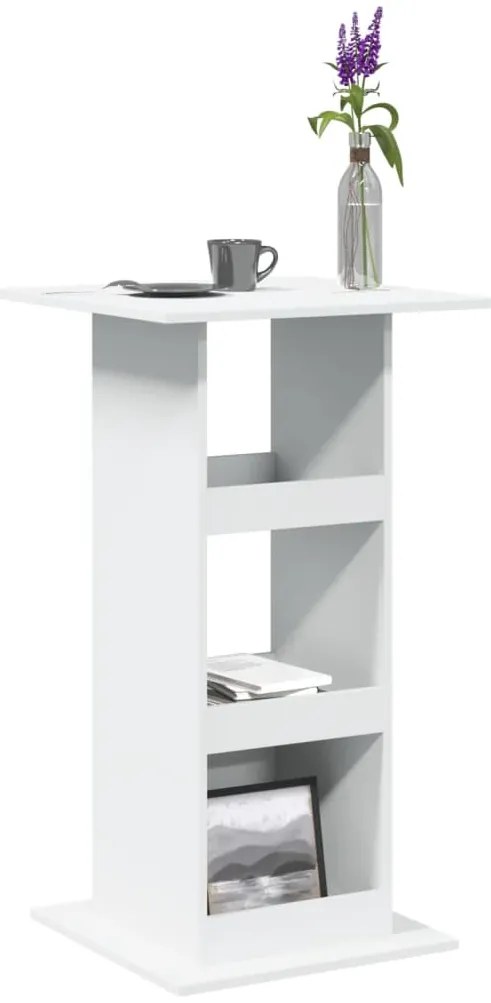 Tavolo Bar Con Portaoggetti Bianco 60x60x102 Cm İn Truciolato /