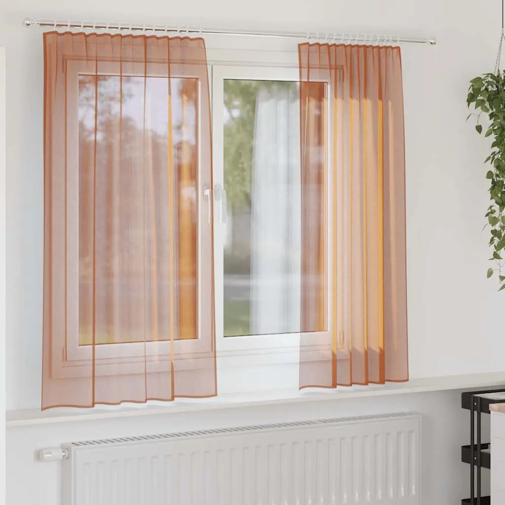 Tende İn Voile Con Passanti 2 Pz Terracotta 140x175 Cm /