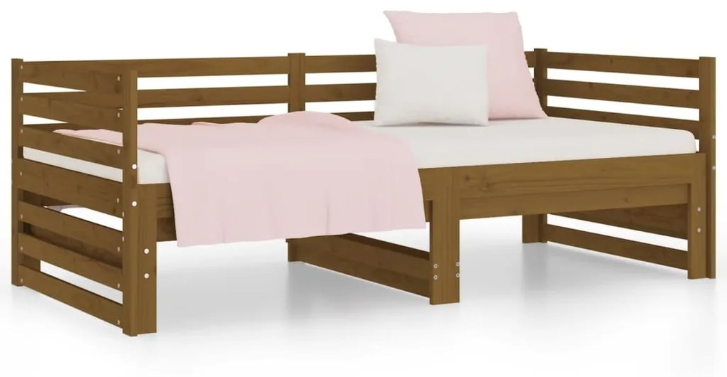 Dormeuse Estraibile Miele 2x(80x200) cm Legno Massello di Pino