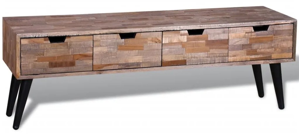 Consolle TV con 4 Cassetti in Legno di Recupero di Teak