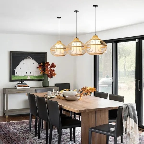 Immax 08256L - Lampadario a sospensione con filo PINCHOS 1xE27/40W/230V diametro 40 cm bambù