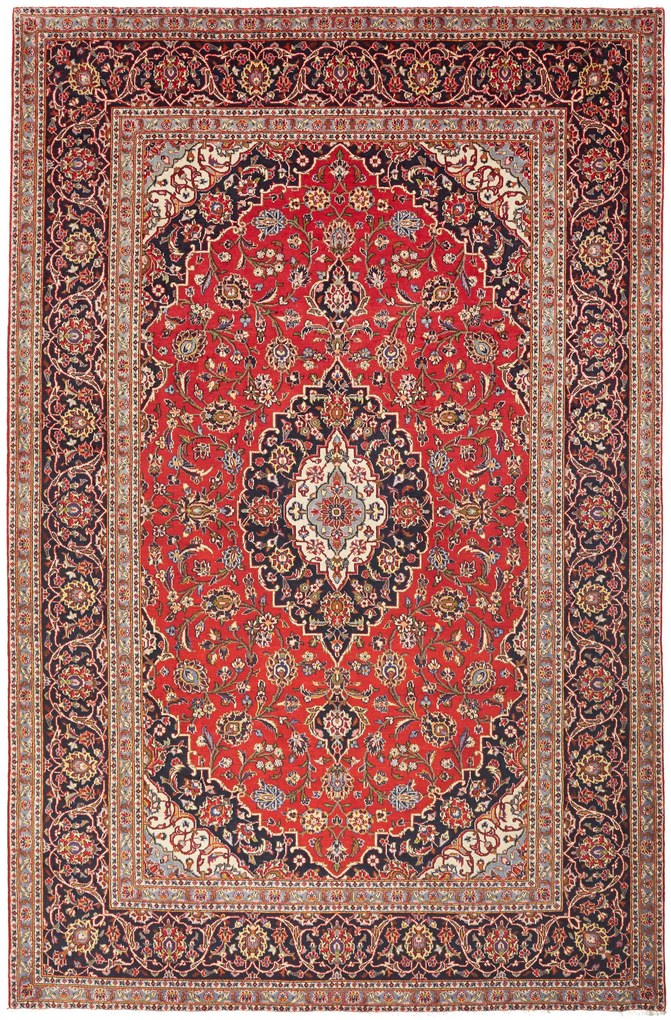 Kashan Tappeto persiano 300 x 200 Rosso (Iran) Annodato A Mano