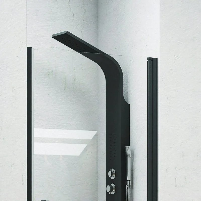 Kamalu - box doccia un'anta 70cm con profili neri nico-c3000
