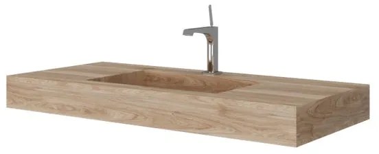 Lavabo a incasso rettangolare vasca centrale IDEEA L 100 x H 12 cm in legno beige opaco