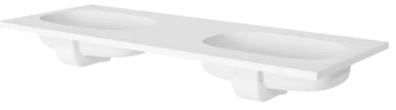 Mobile bagno sospeso con lavabo e organizer per cosmetici, top incluso L 120 x H 55 x P 45 cm bianco e noce in truciolare 4 cassetti per doppia vasca Modern