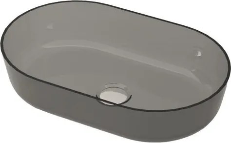 Lavabo da appoggio BADEN HAUS ovale in solid surface L 54 x H 12 x P 34 cm grigio e trasparente