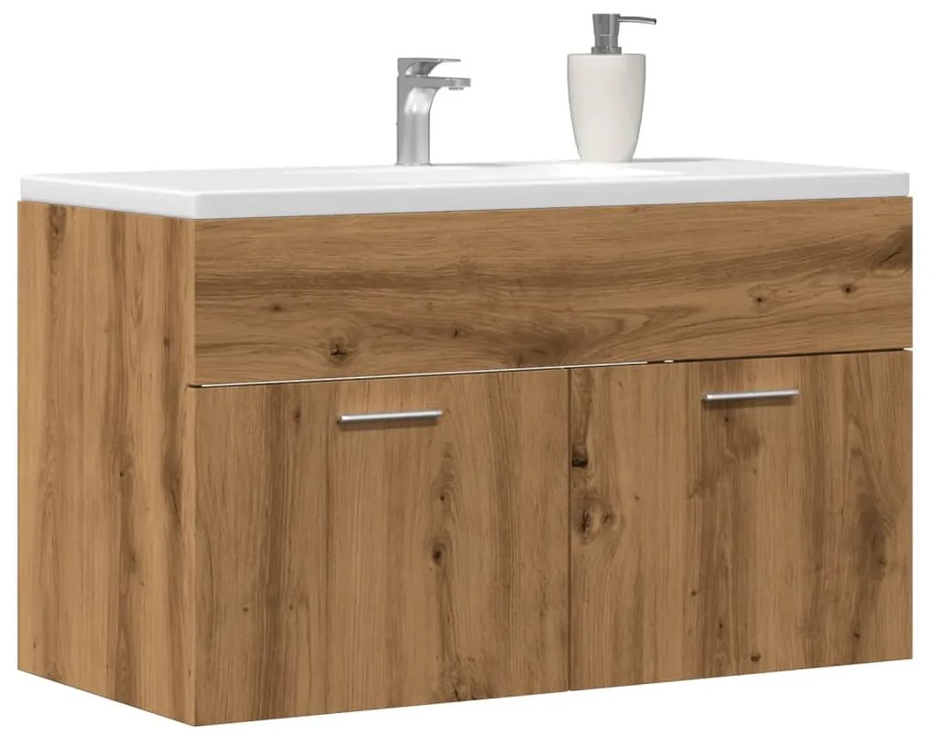 Mobile Lavabo Bagno Rovere Artigianale 90x38,5x46cm Multistrato /