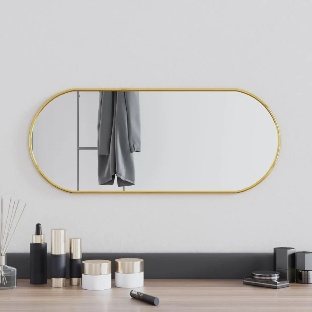 Specchio Da Parete Dorato 60x25 Cm Ovale /