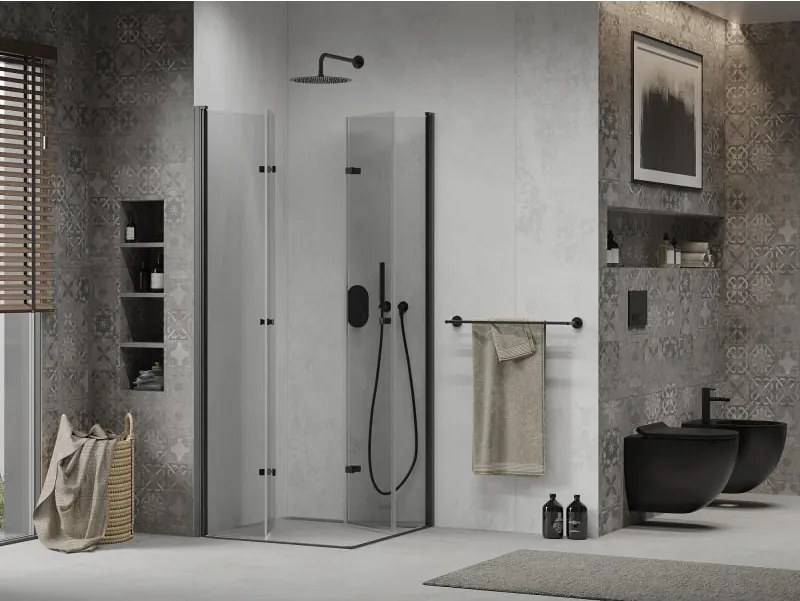Mexen Lima Duo cabina doccia pieghevole 90 x 90 cm, trasparente, nera - 856-090-090-70-00-02
