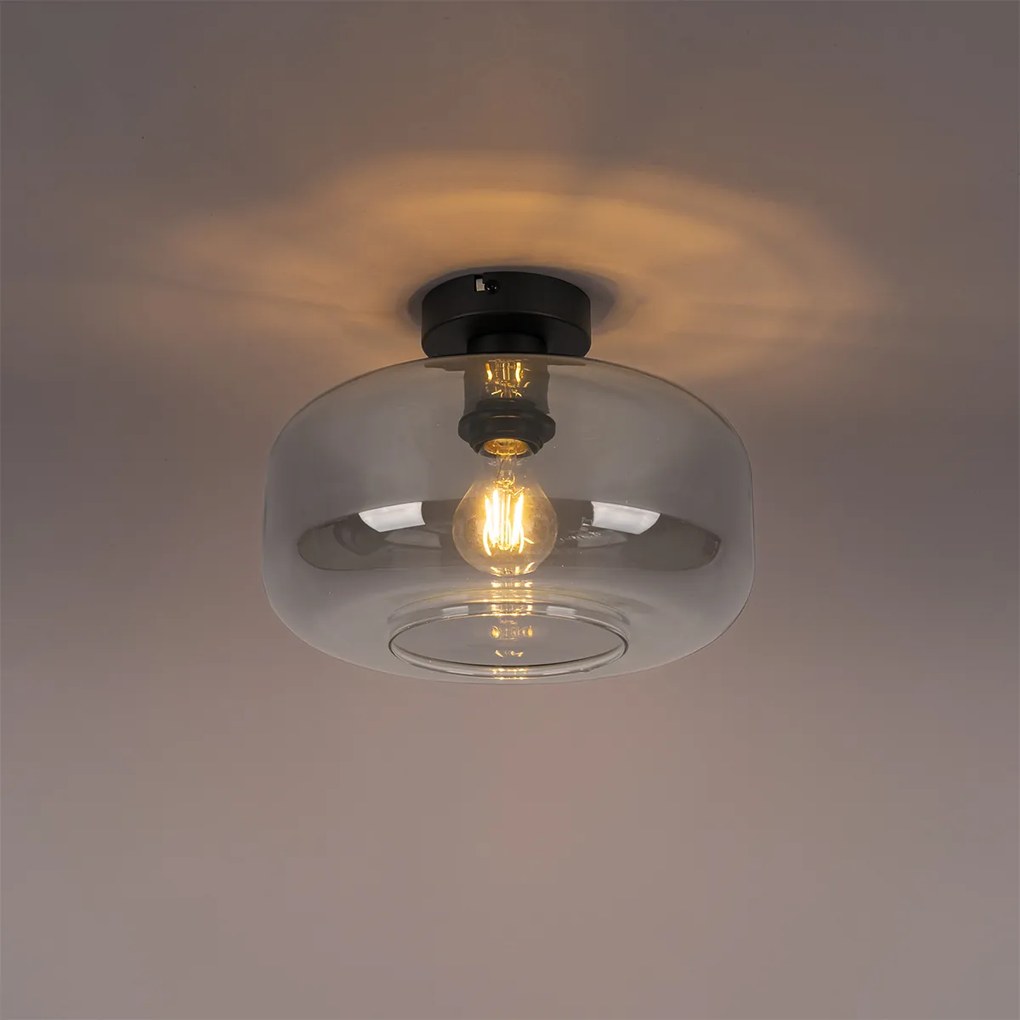 Plafoniera Art Déco nera con vetro fumé - Bizle