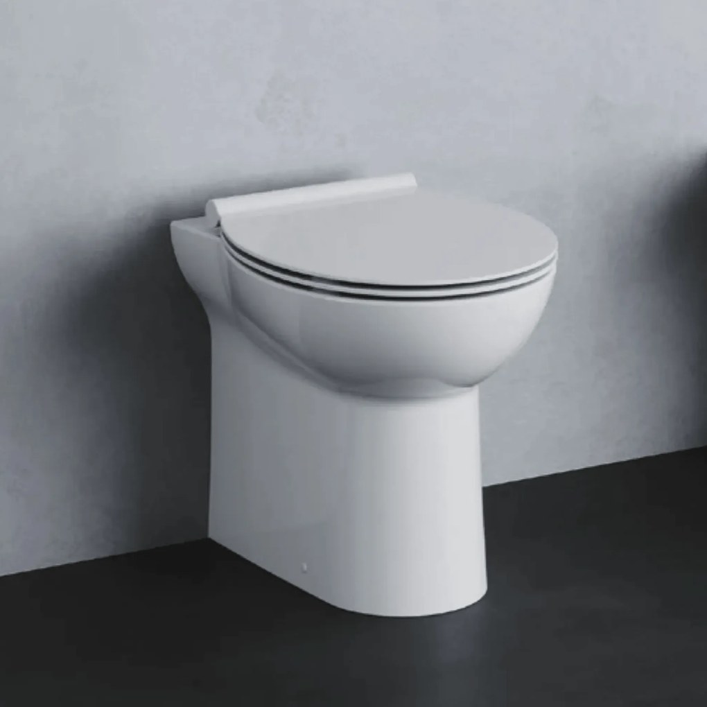 Wc a Terra Azzurra Ceramica Filo Muro Bianco Lucido "Fast"