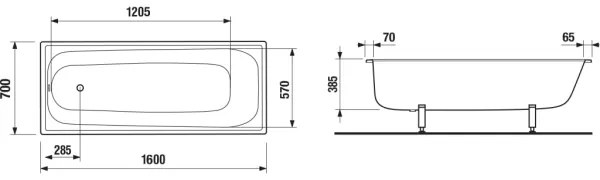 JIKA H2340600000001 - Vasca RIGA 160x70 acciaio/bianco