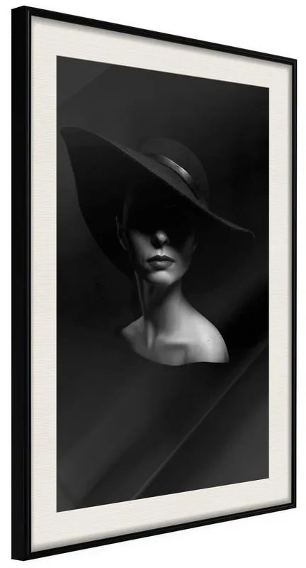 Poster  Woman in a Hat  Cornice Quadri Cornice nera con pass-partout, Larghezza x Altezza Home decor 20x30