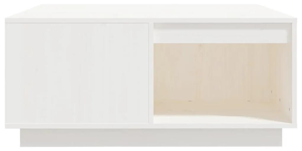 Tavolino da salotto bianco 80x81x36,5 cm legno massello di pino