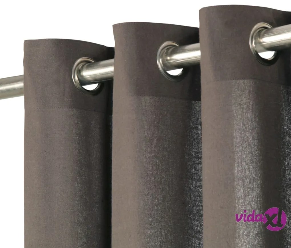 vidaXL Tende con Anelli in Metallo 2 pz in Cotone 140x245 cm Antracite