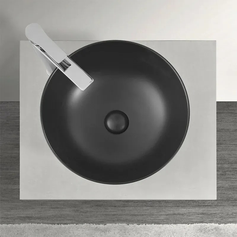 Lavamani da appoggio a bacinella 40 cm in ceramica nero opaco