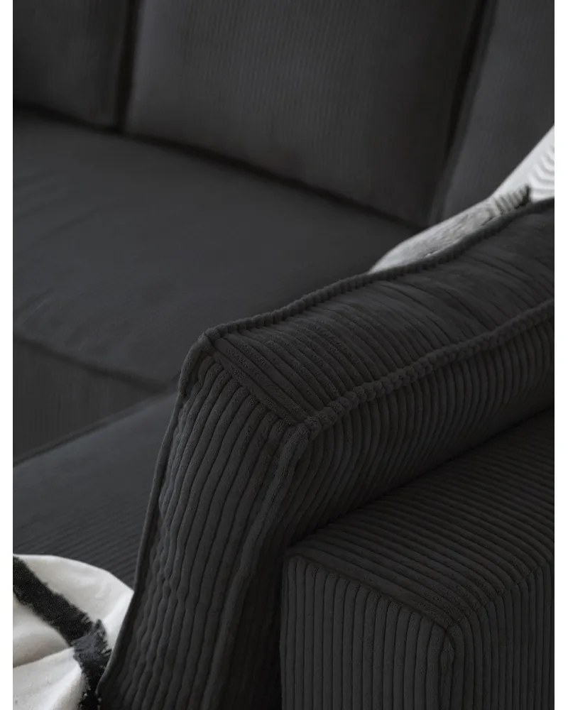 Divano letto angolare in velluto a coste color antracite Brave Dave - Miuform