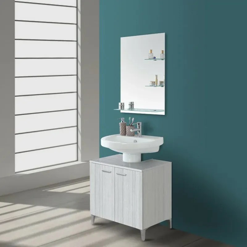 Mobile sotto lavabo universale 70 cm grigio con 2 ante Desya