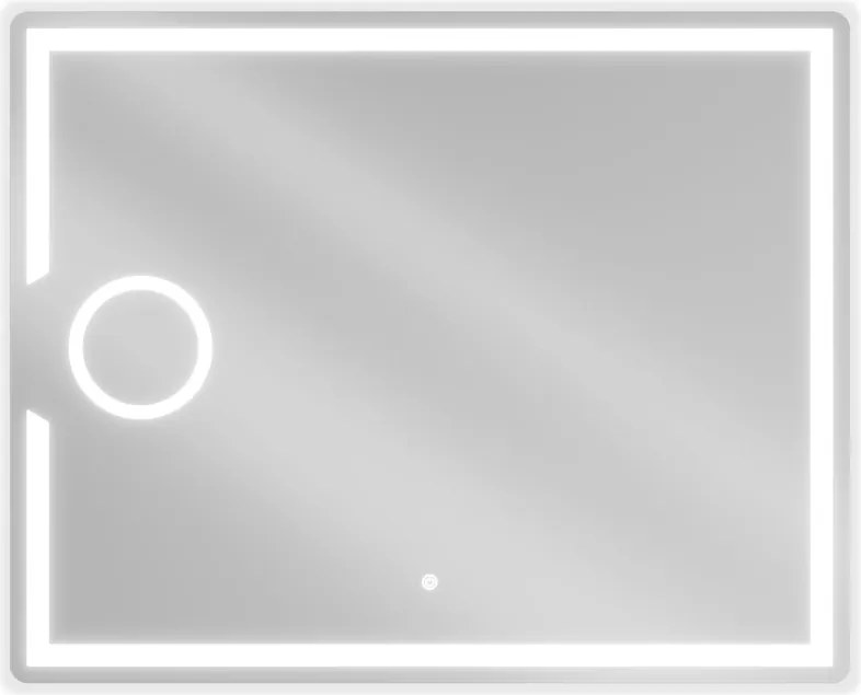 Mexen Onyx specchio da bagno retroilluminato con specchietto cosmetico 100 x 80 cm, LED 6000K, antiappannamento