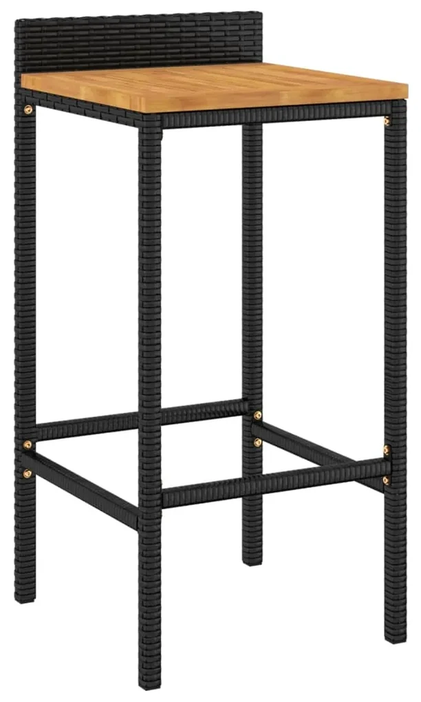 Set bar giardino 9 pz nero polyrattan e legno massello acacia