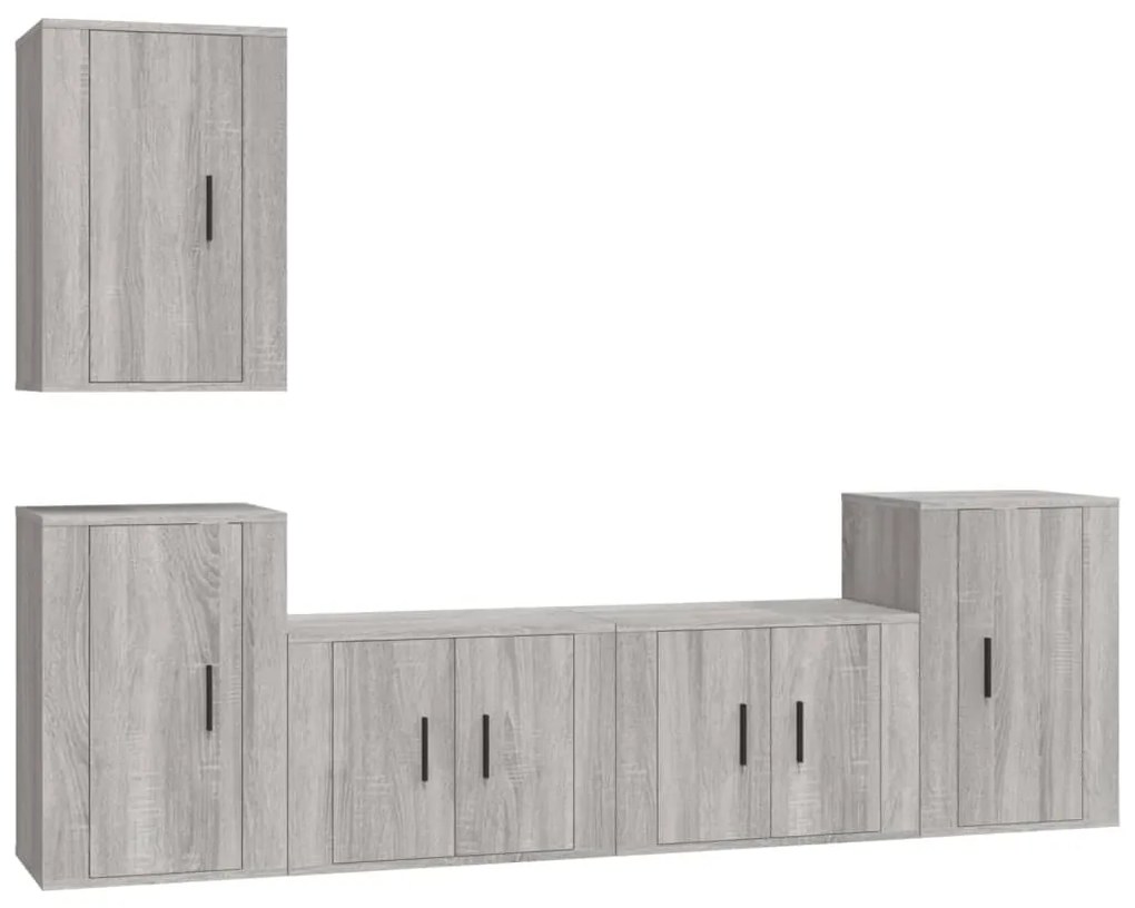 Set di mobili porta tv 5 pz grigio sonoma in legno multistrato