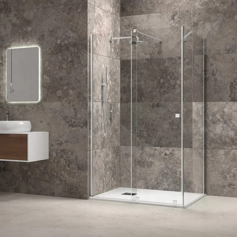 Kamalu - Box doccia 110x120 senza telaio scorrrevole 120 fisso 110 cm | KNM4000W-C