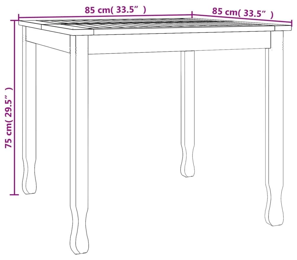 Tavolo da Pranzo da Giardino 85x85x75 cm Legno Massello di Teak