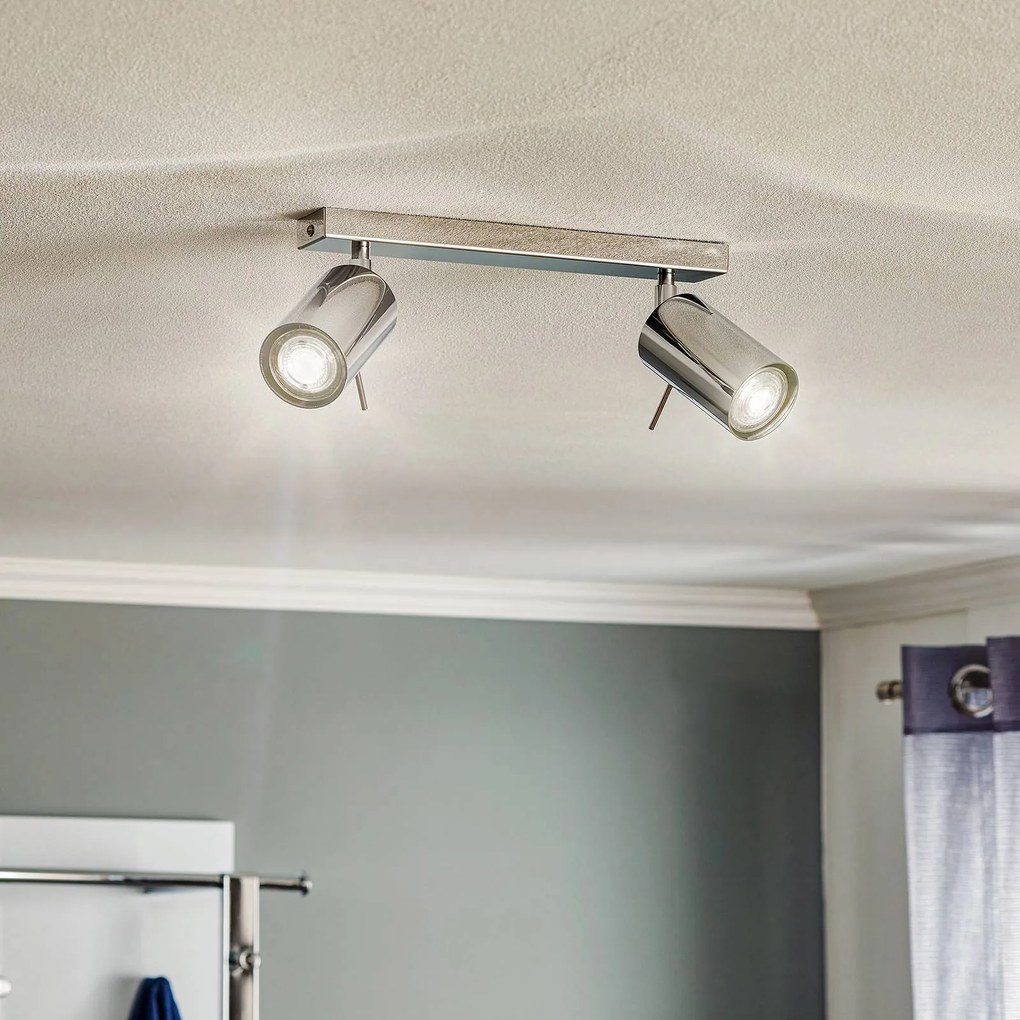SOLLUX LIGHTING Faretto da soffitto Round, cromato, 2 luci
