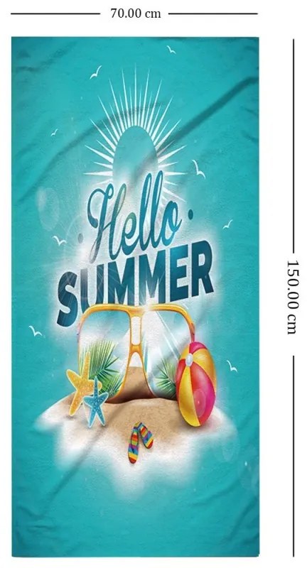 Telo mare con motivo HELLO SUMMER 150 x 70 cm