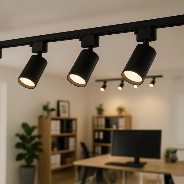 Faretto per sistema a binario monofase TIGER 1xGU10/10W/230V, nero