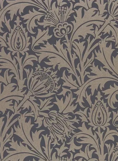 Morris & Co Carta da parati Pure Thistle - Black Ink